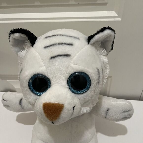 Aliki White Tiger Plush Big Blue Eyes 11" Stuffed Animal Toy - Picture 3 of 9